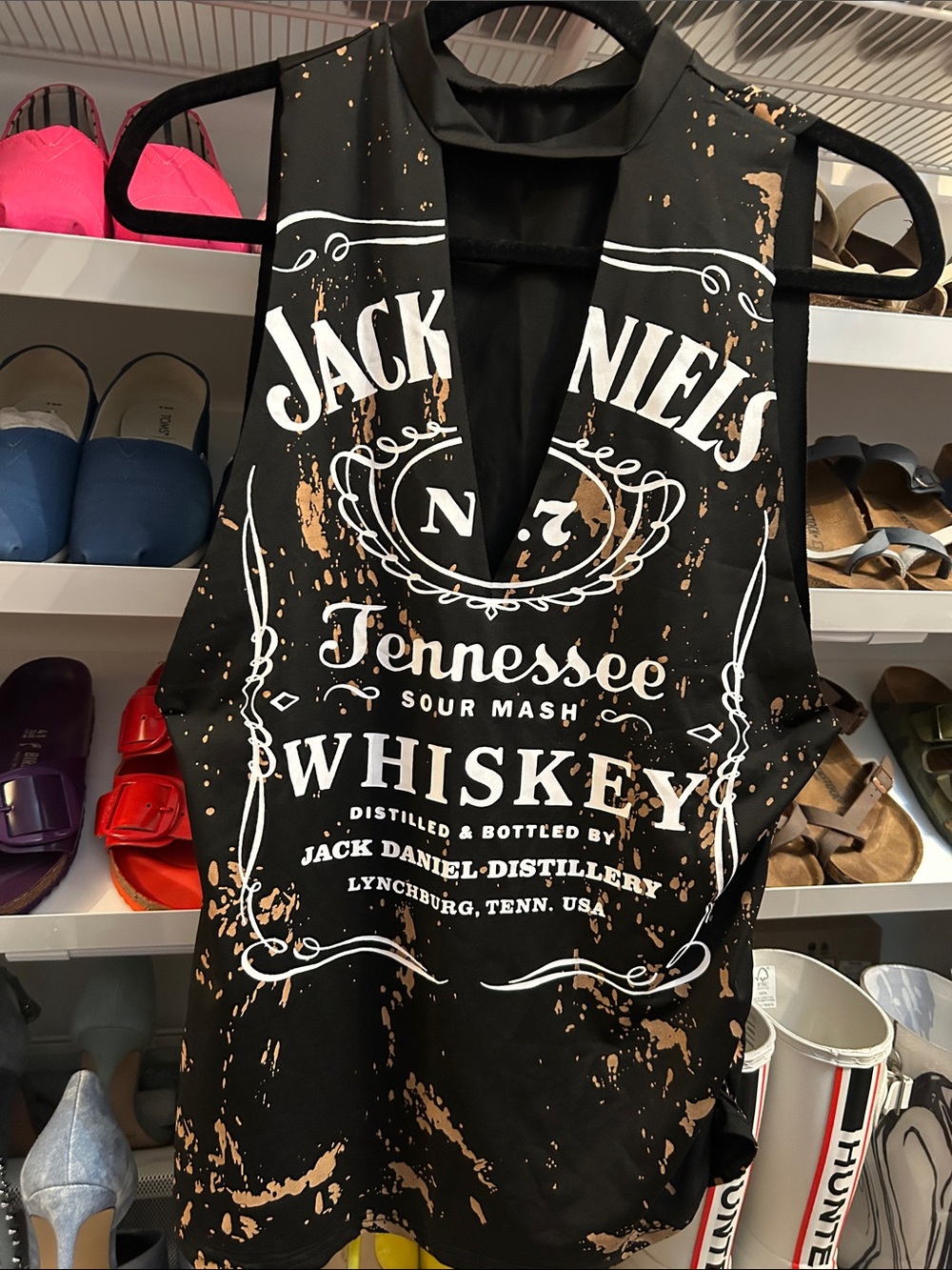 Jack Daniels Tennessee Whiskey Graphic Tank Top - Black with Brown Splatter